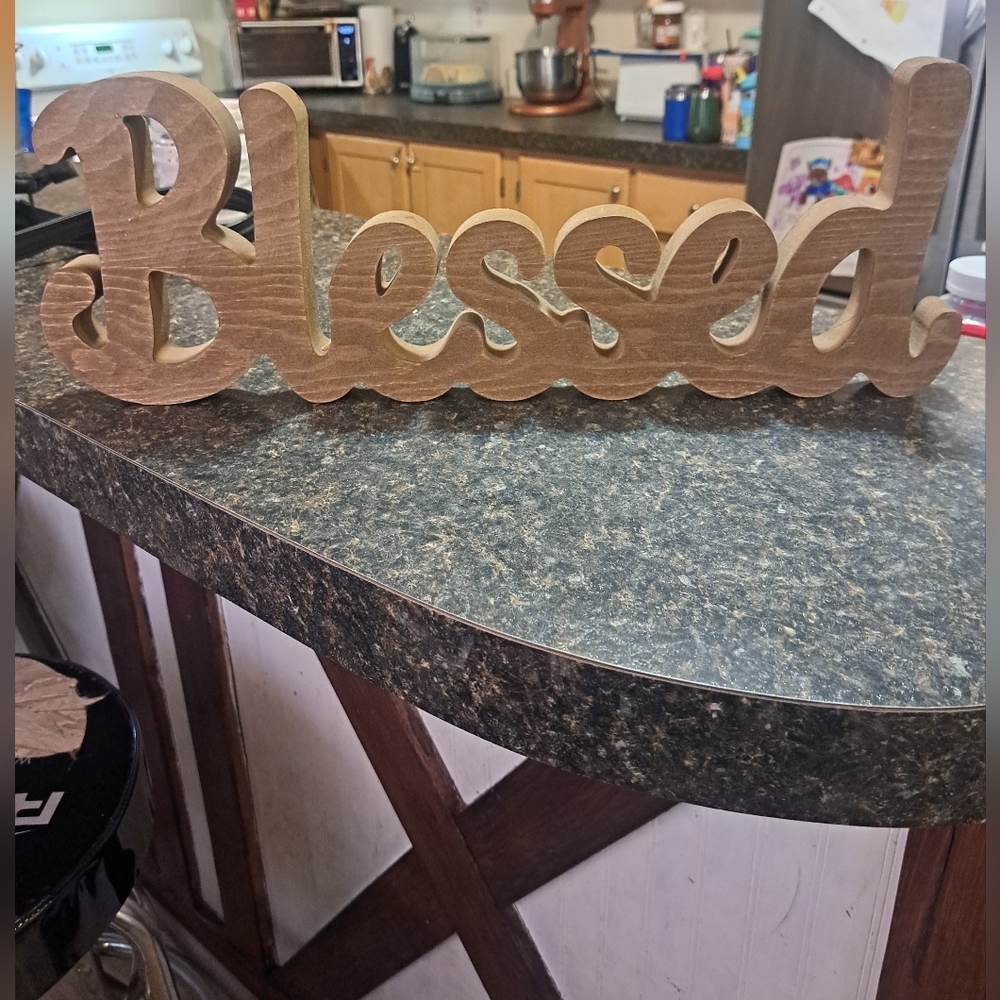 Blessed wooden wall decor or shelf